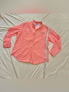 Columbia Coral Pink Button-Down Sun Shirt with Mesh Lining